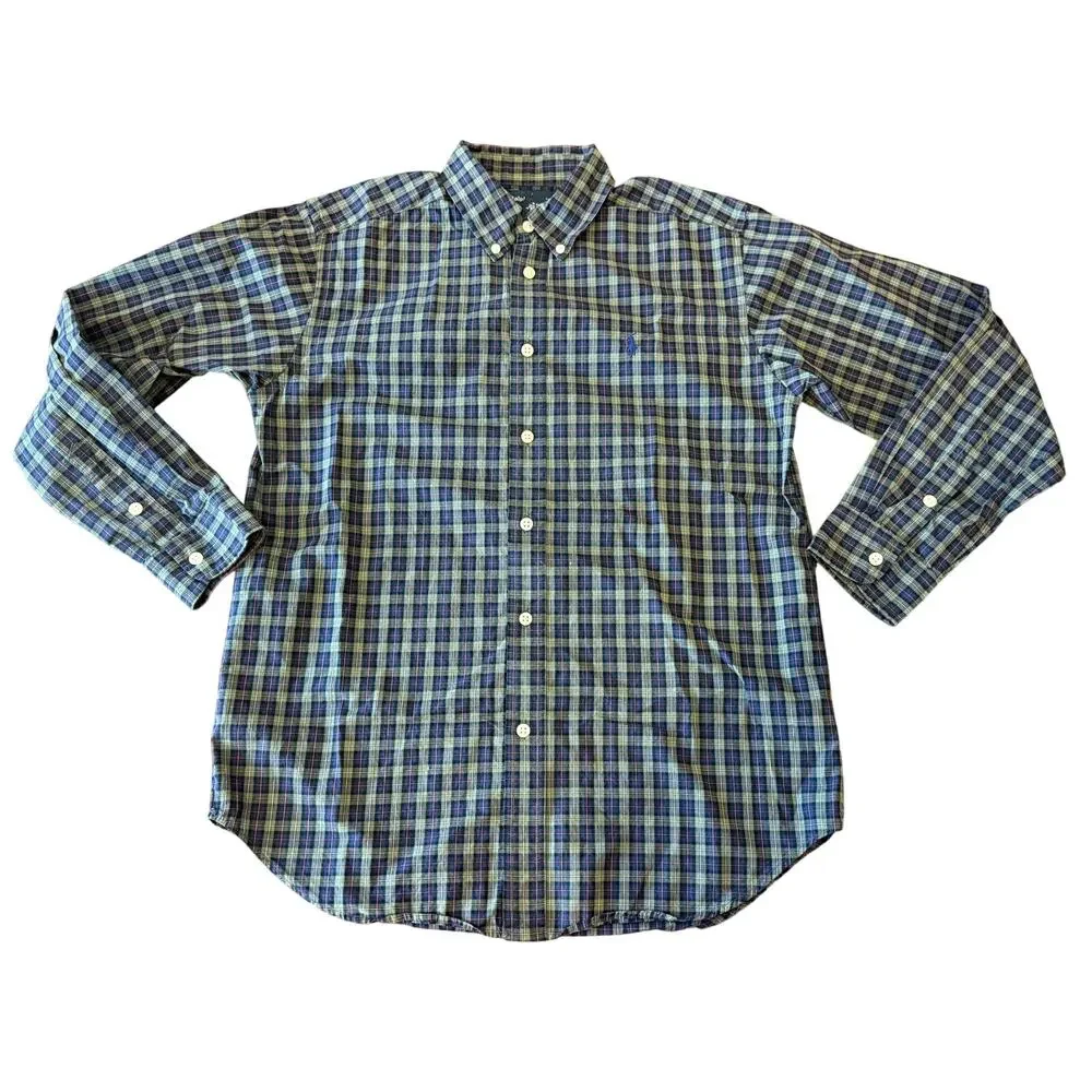RALPH LAUREN Plaid Button Down Casual Shirt Kids Boys L 14 / 16 Classic